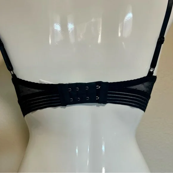 Black Stretchy Polka Dots Mesh Padded Bra Size Medium - Picture 6 of 9